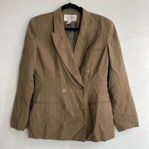 Jones New York Women's Suit Jacket Double Breasted Stripe Brown Size 6